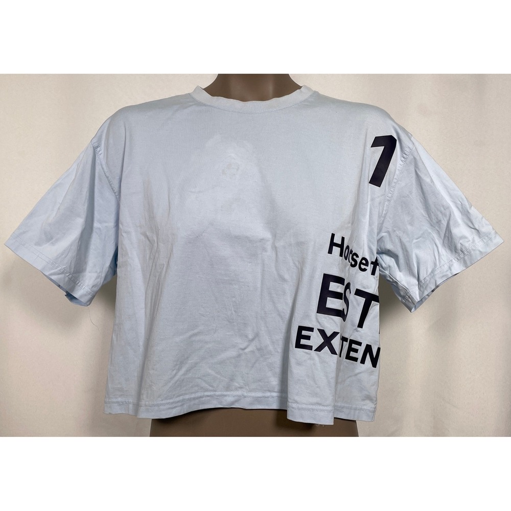 Burberry Horseferry Laney Light Blue Crop Top T-Shirt Women's MEDIUM